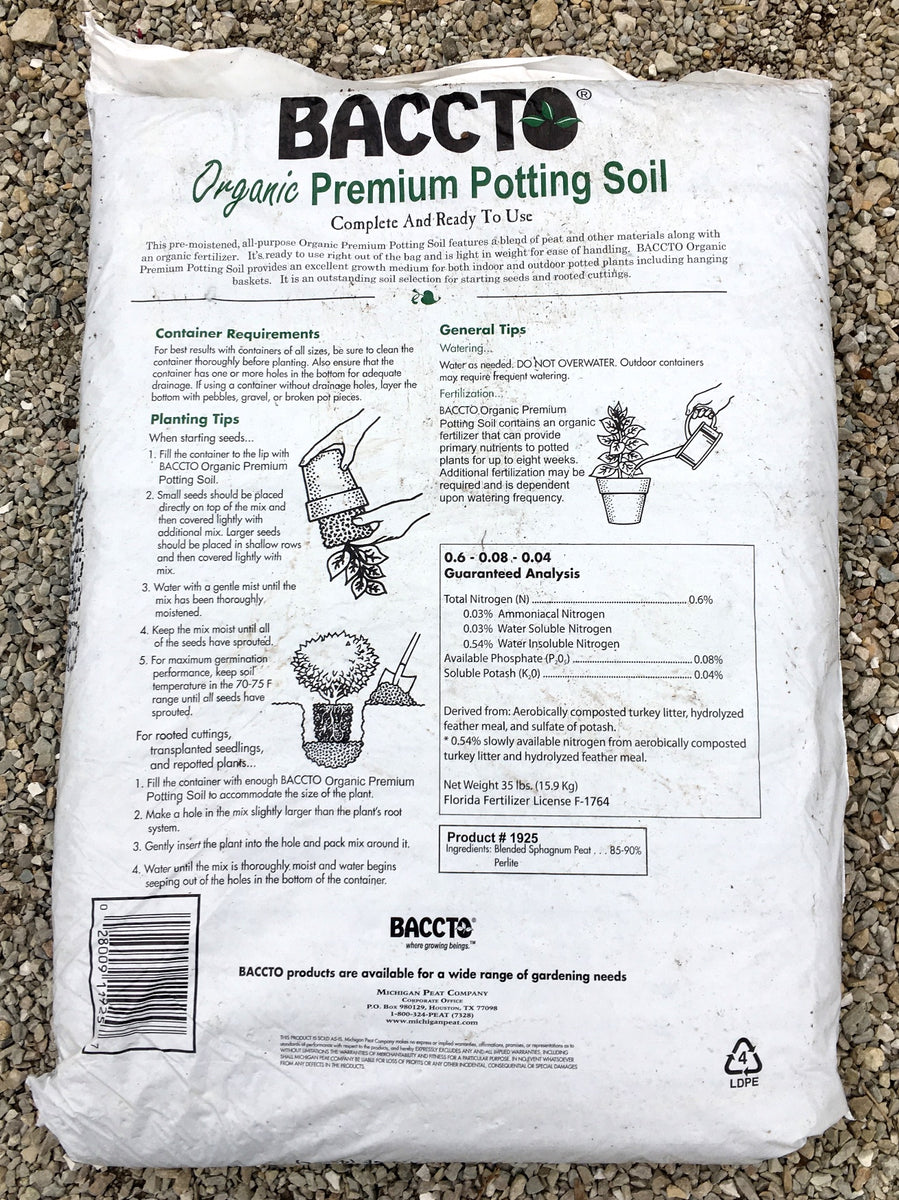 Baccto Organic Premium Potting Soil 1.5 cu. ft. Vern Goers Greenhouse
